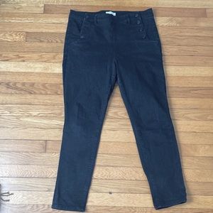 LOFT Size 14 black high waist skinny Jean with double button detail